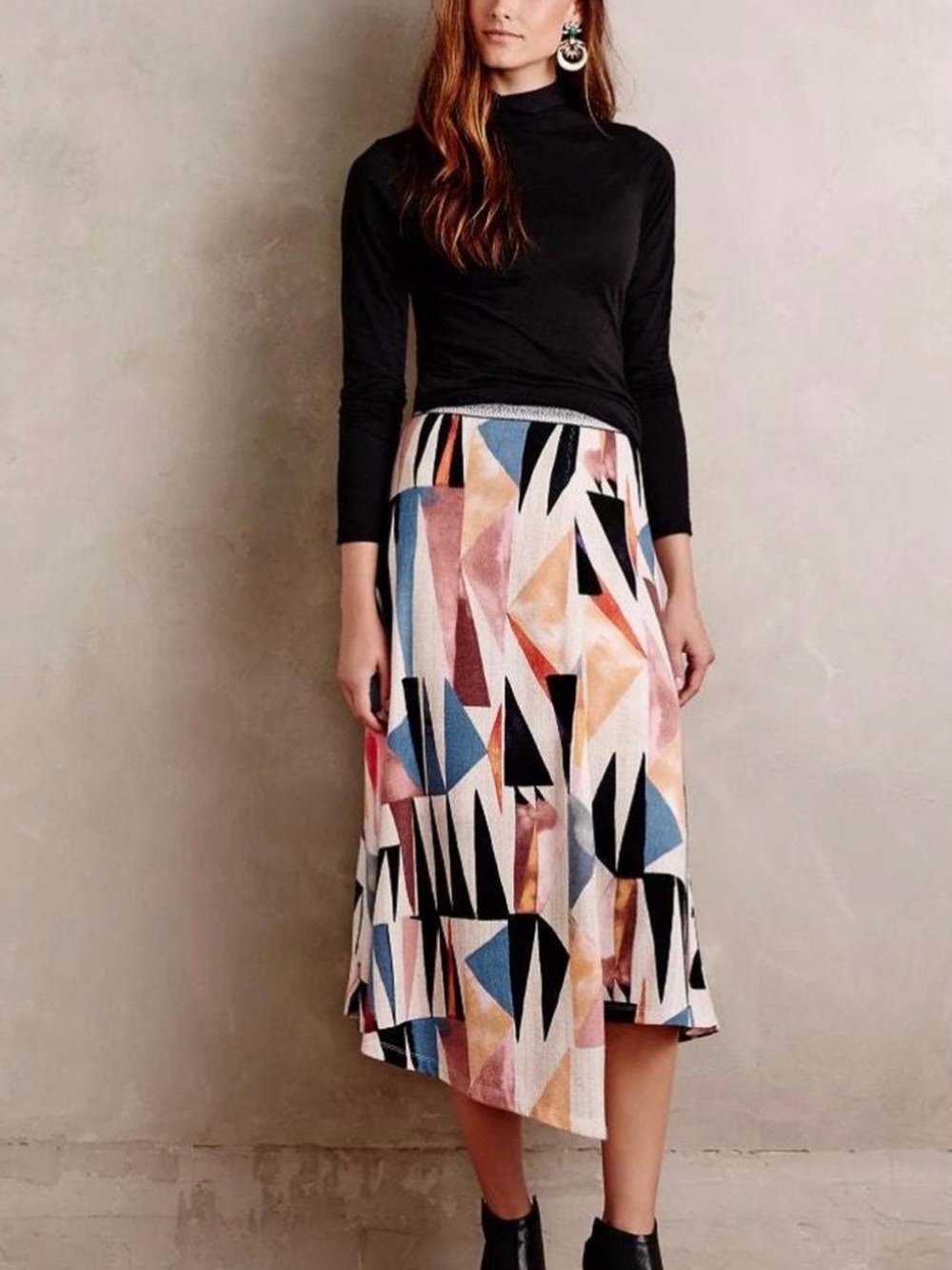 Anthropologie Vanessa Virginia Geometric Faux Wrap Skirt SP